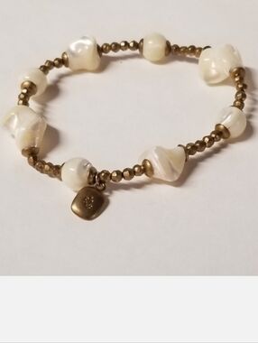 Lauren Ralph Lauren Stretch Bracelet, Brass Beads/Shells/Stones, NWOT